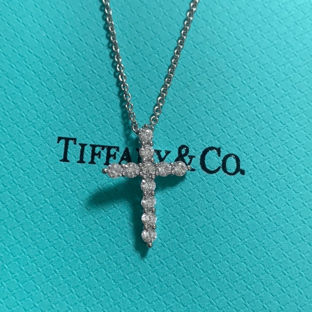 Tiffany & Co. Diamond Cross Necklace in Silver